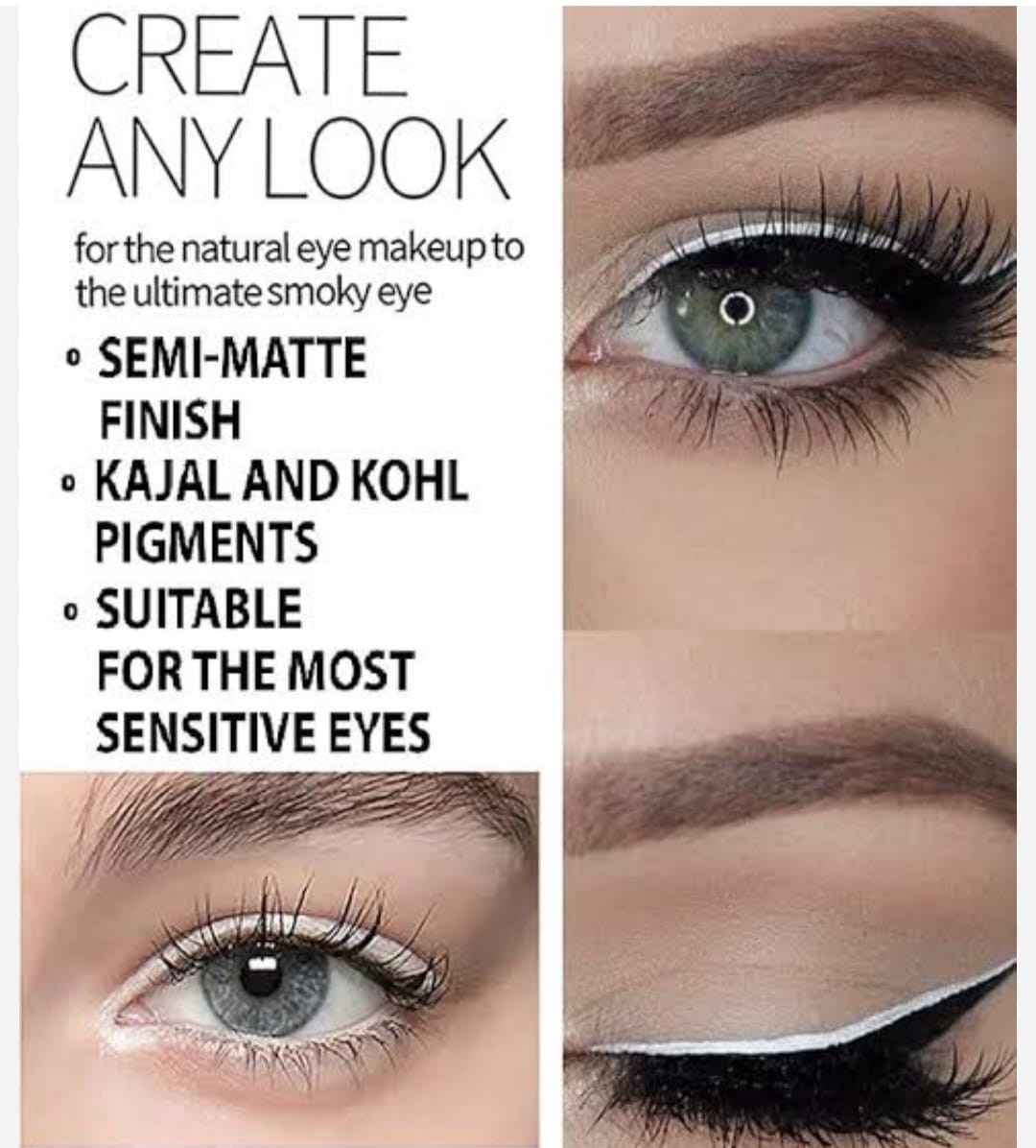 Fancy silver creamy Rich Black and white Kajal