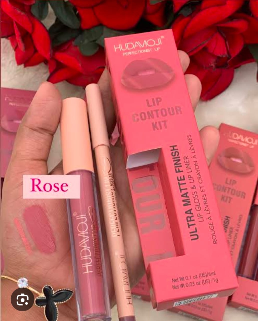 Hudamoji Ultra Matte Finish Lip Gloss And Lip Liner Lip Contour Set