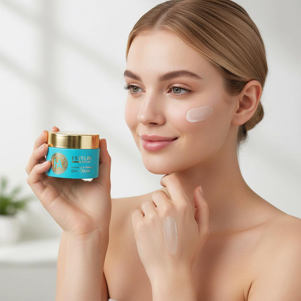 ESTELIN whitening day and night cream with serum and lotion combo kit